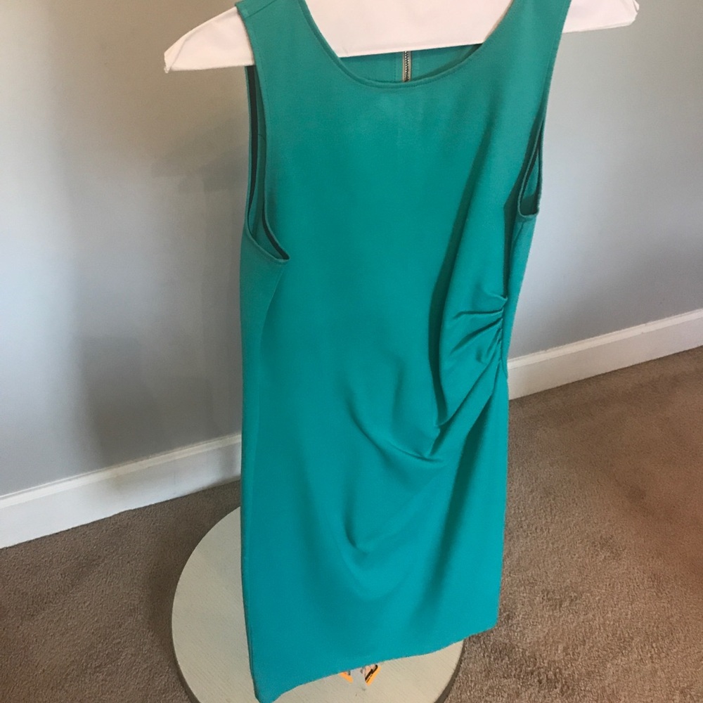 Turquoise dress with statement zipper in back